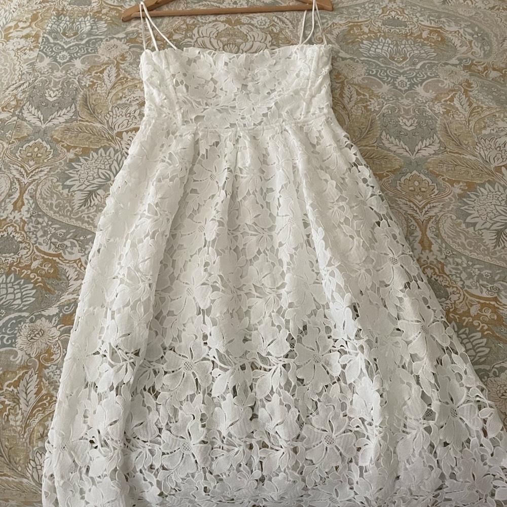 Astr White Lace Midi Dress